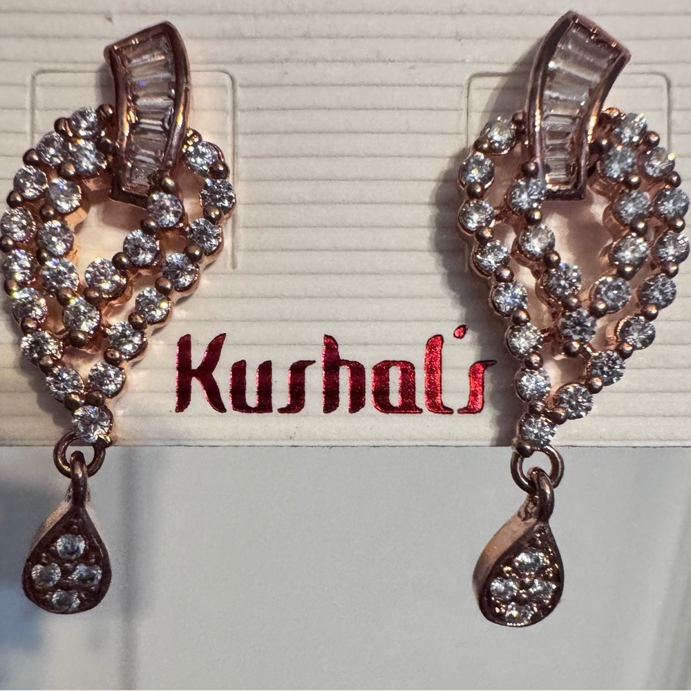 Rose Gold Plated paisley   Dangle Earrings.. New